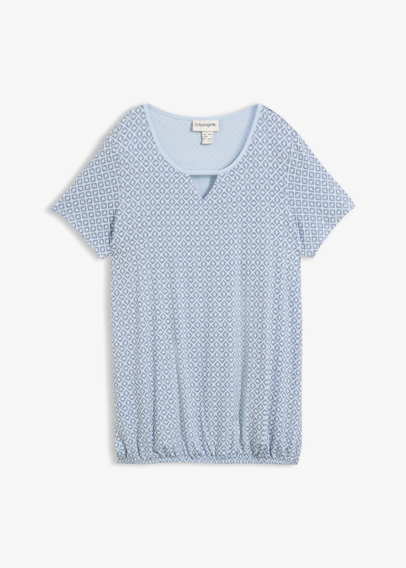 Shirt met elastiek, korte mouw • indigo grafische print • bonprix online shop