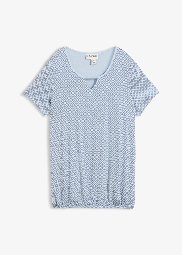 Shirt met elastiek, korte mouw • indigo grafische print • bonprix online shop