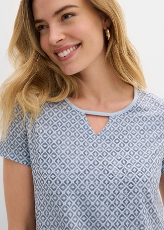 Shirt met elastiek, korte mouw • indigo grafische print • bonprix online shop