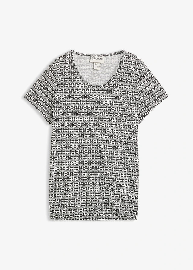 T-shirt 100% coton, Couleur: noir imprimé graphique