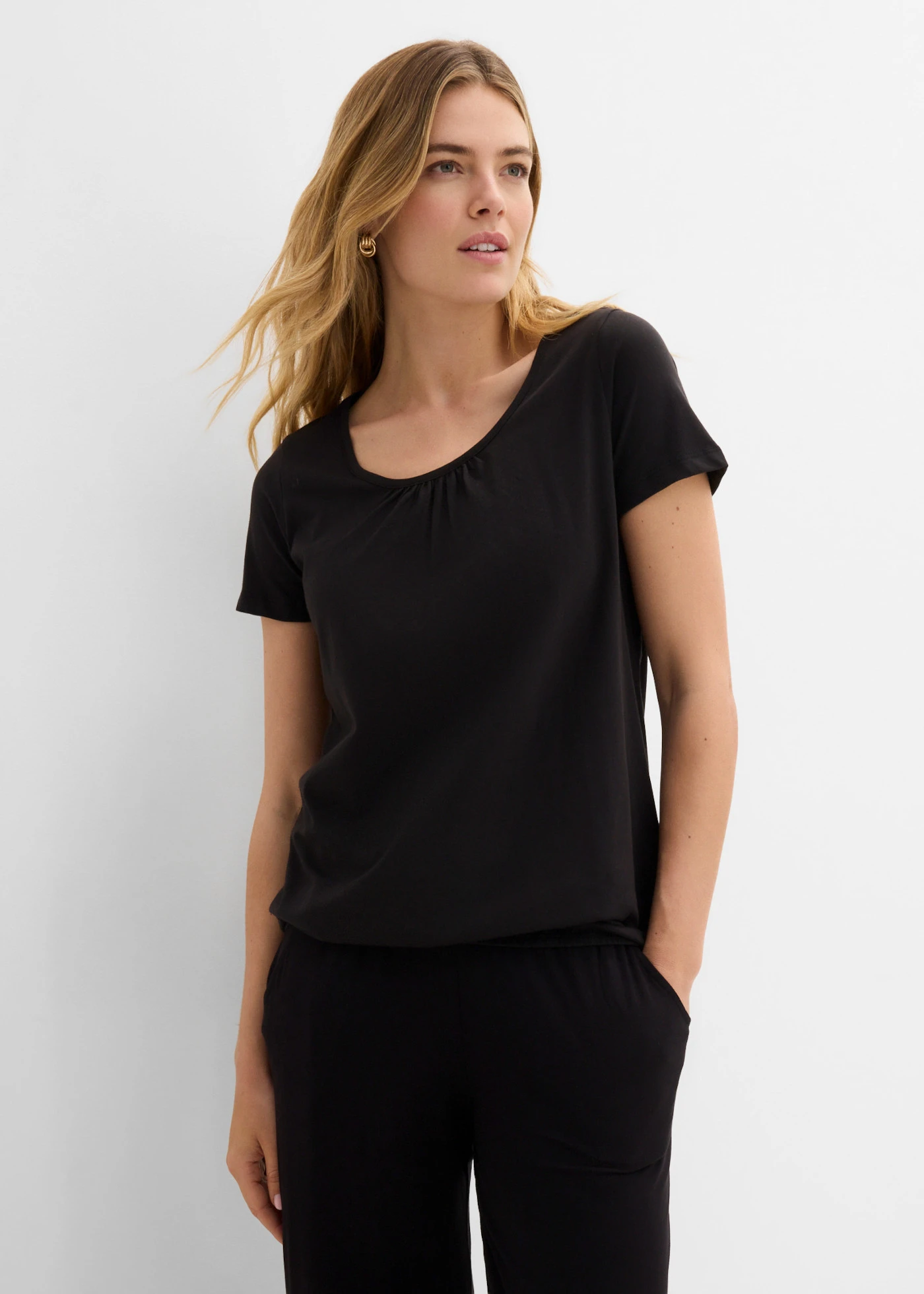 Katoenen shirt, korte mouw • zwart • bonprix online shop