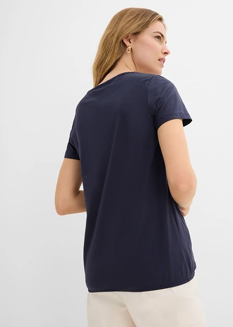 Katoenen shirt, korte mouw, Kleur: donkerblauw