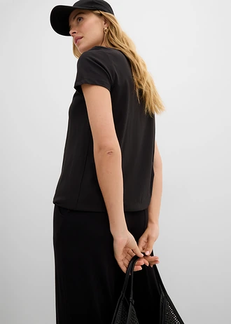 Bluză cu mâneci scurte, 100% din bumbac • negru • magazin bonprix