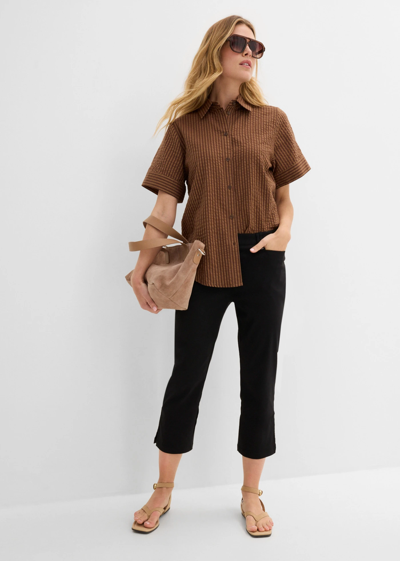 7/8 bengaline broek met comfortband • zwart • bonprix online shop