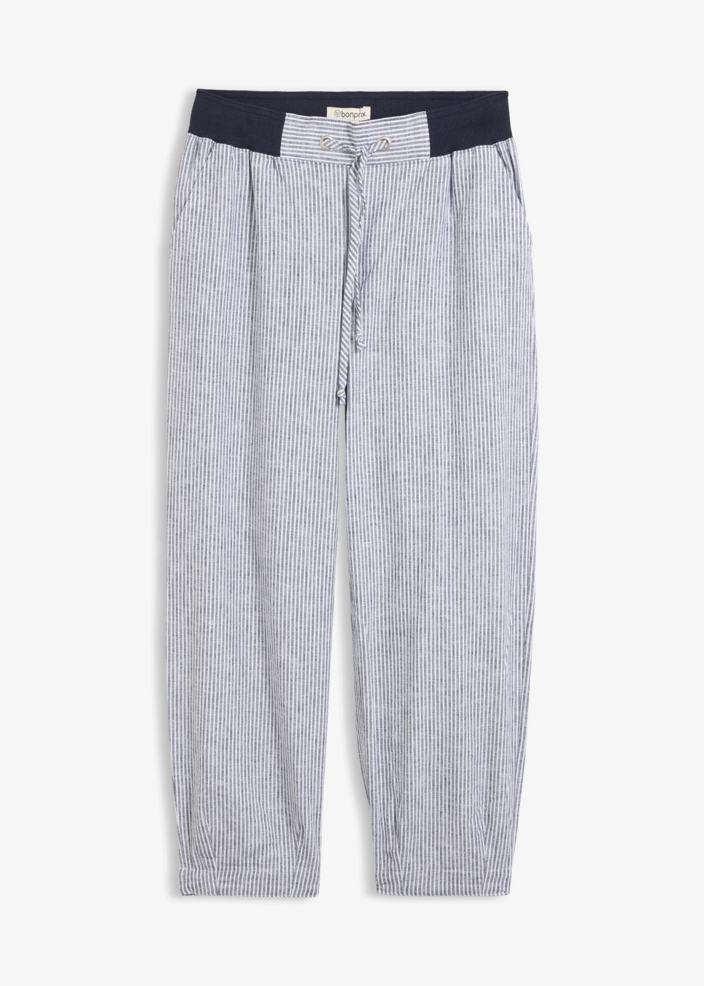 7/8 broek van een linnenmix • donkerblauw/wit gestreept • bonprix online shop