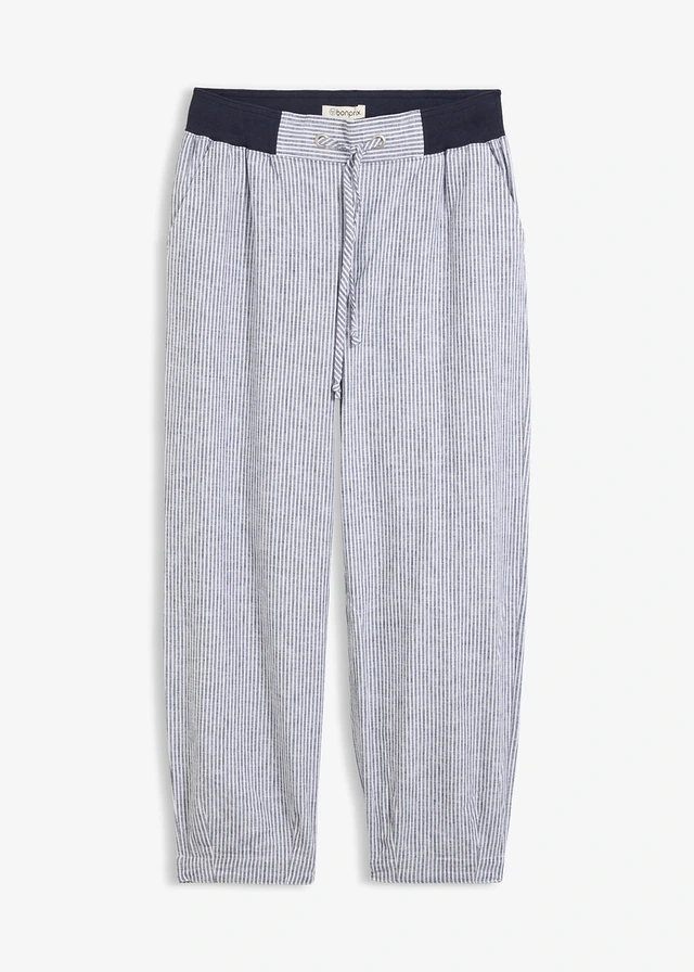 7/8 broek van een linnenmix • donkerblauw/wit gestreept • bonprix online shop