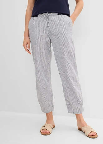 7/8 broek van een linnenmix • donkerblauw/wit gestreept • bonprix online shop