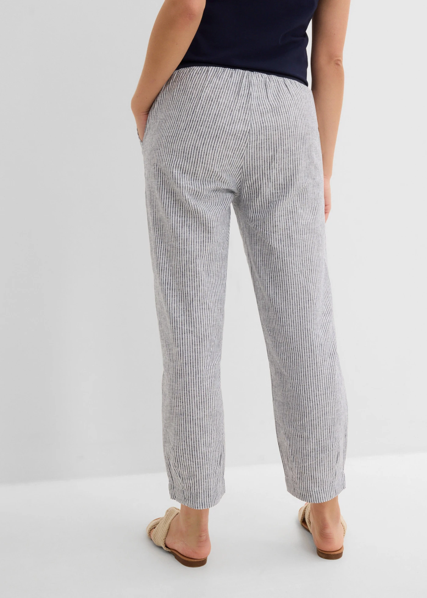 7/8 broek van een linnenmix • donkerblauw/wit gestreept • bonprix online shop