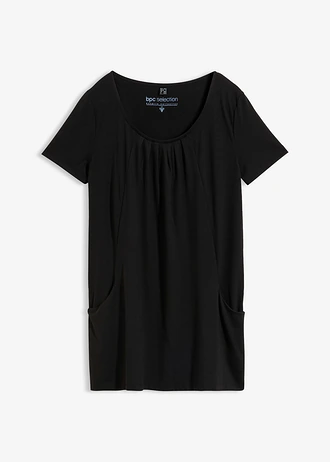 Longshirt met viscose, Kleur: zwart