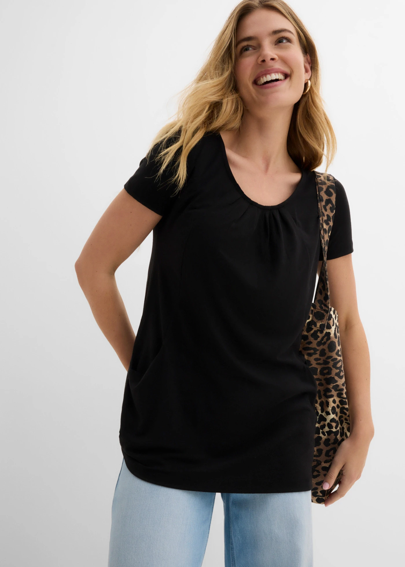 Longshirt met viscose • zwart • bonprix online shop