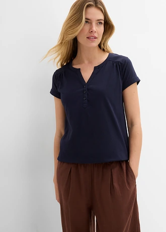 Katoenen shirt, korte mouw, Kleur: donkerblauw