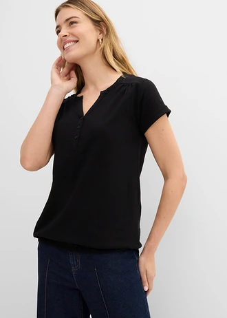 Katoenen shirt, korte mouw, Kleur: zwart