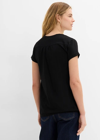 Katoenen shirt, korte mouw, Kleur: zwart