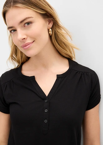 Katoenen shirt, korte mouw • zwart • bonprix online shop