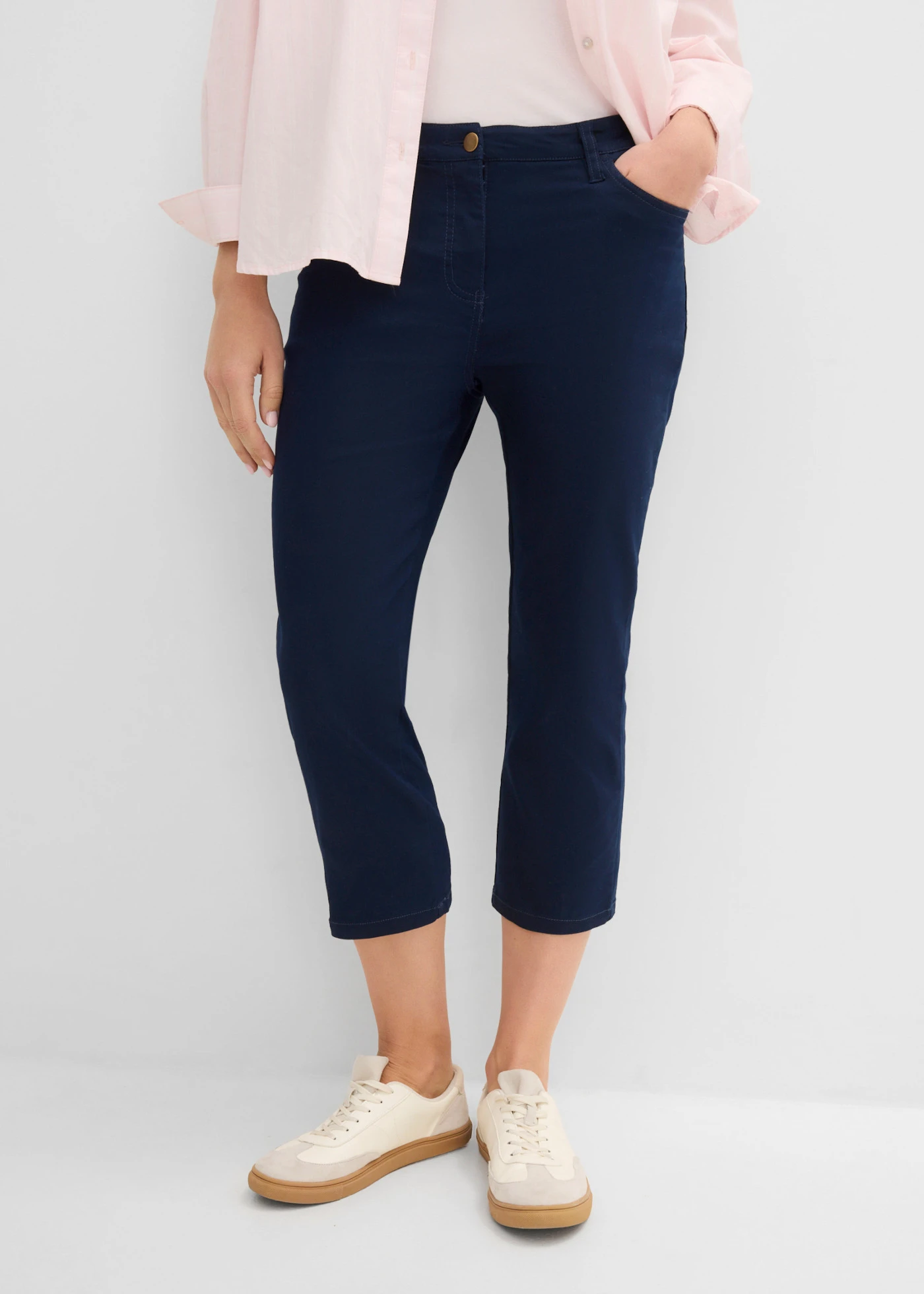 Mid waist jeans met comfortband, straight • donkerblauw • bonprix online shop