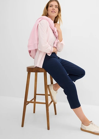 Mid waist jeans met comfortband, straight • donkerblauw • bonprix online shop