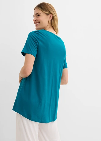 T-shirt in A-lijn, korte mouw, Kleur: zeeturkoois