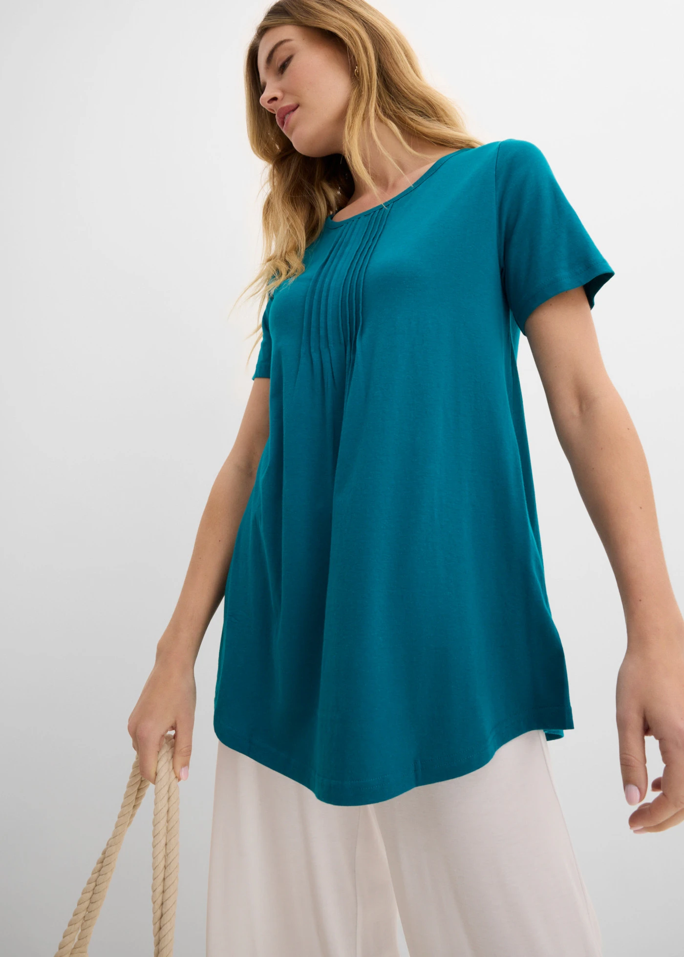 T-shirt in A-lijn, korte mouw • zeeturkoois • bonprix online shop