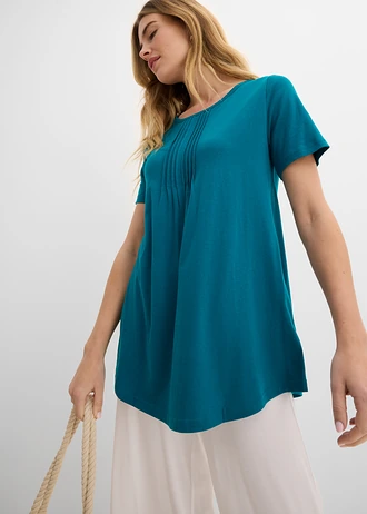 T-shirt in A-lijn, korte mouw • zeeturkoois • bonprix online shop