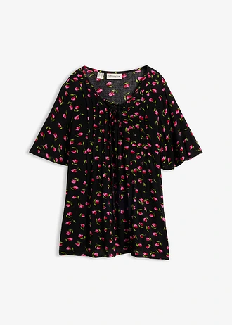 Tunique 100% viscose, Couleur: noir floral
