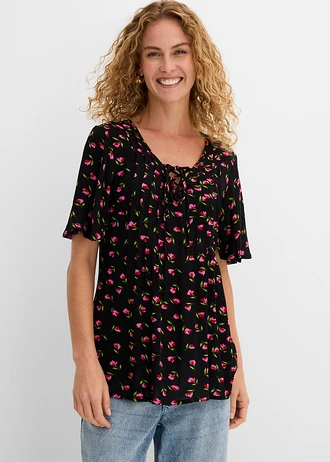 Tuniek van 100% viscose • zwart gebloemd • bonprix online shop