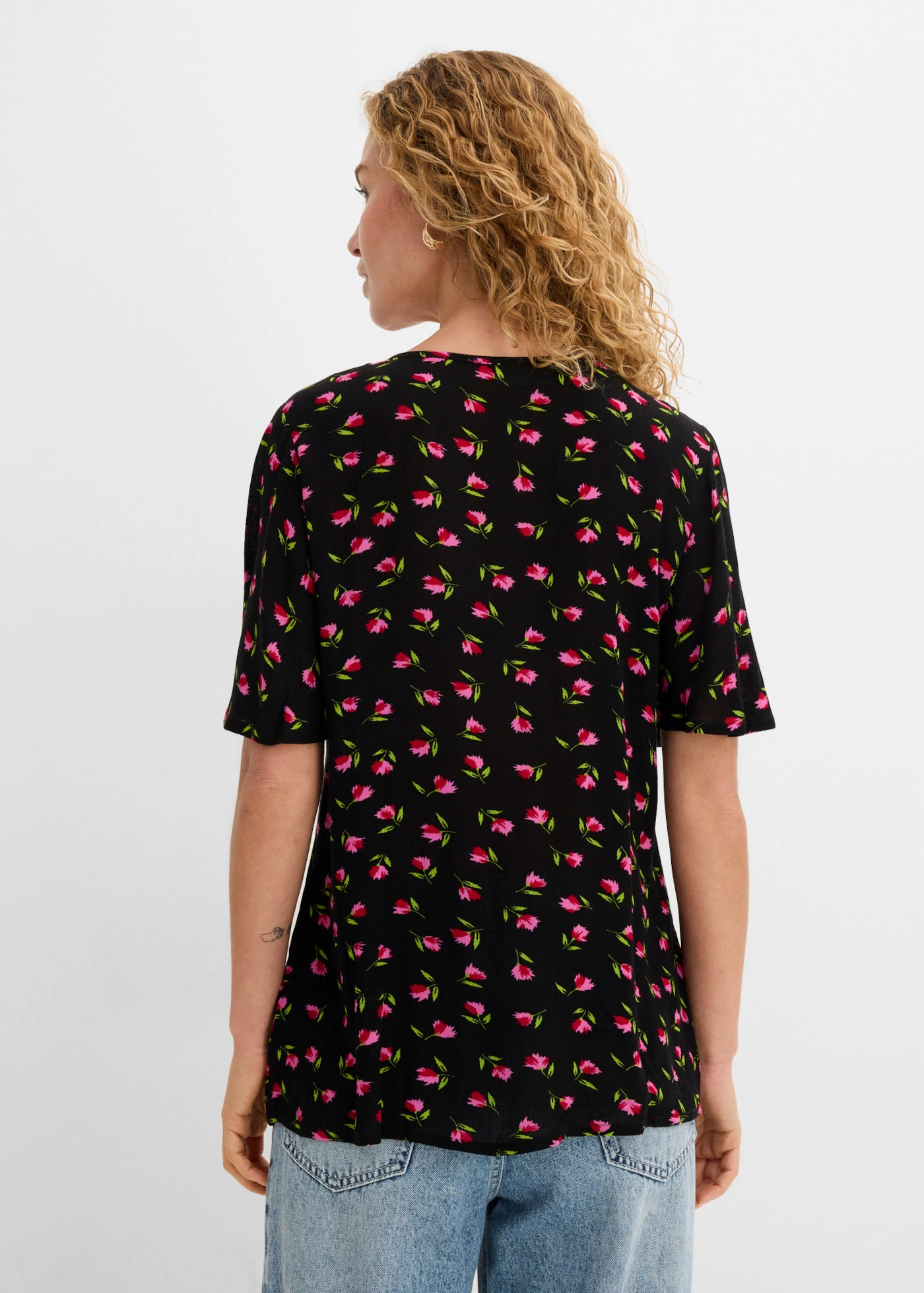 Tuniek van 100% viscose • zwart gebloemd • bonprix online shop