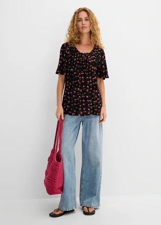 Tuniek van 100% viscose • zwart gebloemd • bonprix online shop