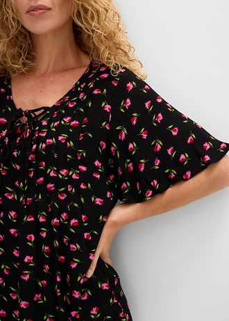 Tunică din viscoză 100% • negru înflorat • magazin bonprix