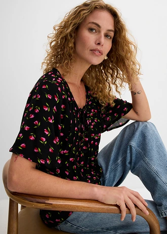 Tunique 100% viscose • noir floral • Boutique bonprix