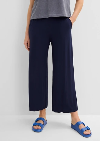 Pantalon fluide en jersey viscose, longueur 7/8 • bleu foncé • Boutique bonprix