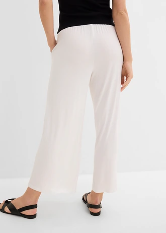 Pantalon fluide en jersey viscose, longueur 7/8 • blanc • Boutique bonprix