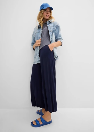 7/8 jersey broek van een soepele viscosemix, Kleur: donkerblauw