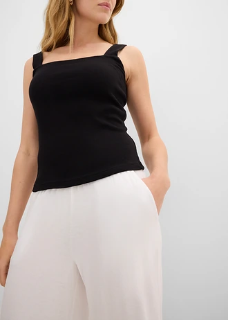 Pantalon fluide en jersey viscose, longueur 7/8 • blanc • Boutique bonprix