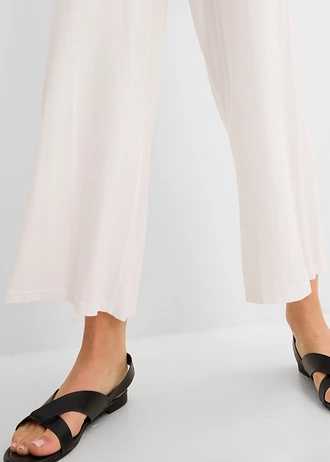 Pantalon fluide en jersey viscose, longueur 7/8 • blanc • Boutique bonprix