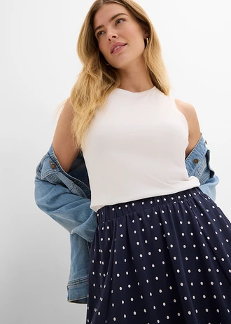 Jersey rok (set van 2) • gestipt donkerblauw-wit+zwart • bonprix online shop