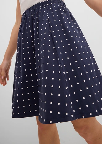 Jersey rok (set van 2) • gestipt donkerblauw-wit+zwart • bonprix online shop