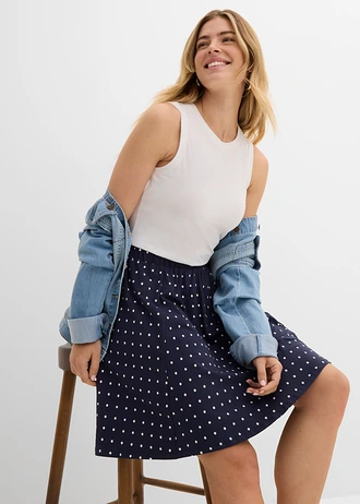 Jersey rok (set van 2) • gestipt donkerblauw-wit+zwart • bonprix online shop