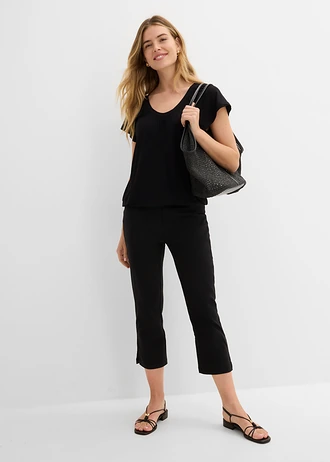 Shirt in een viscosemix, Kleur: zwart