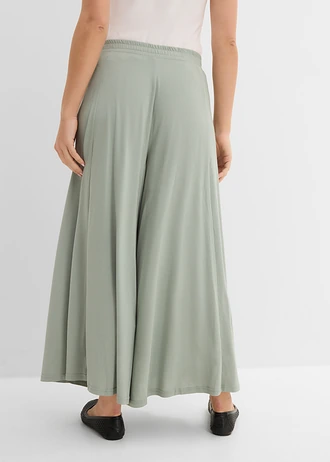 Jersey culotte met wijde pijpen, Kleur: rookgroen