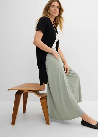 Jersey culotte met wijde pijpen • rookgroen • bonprix online shop