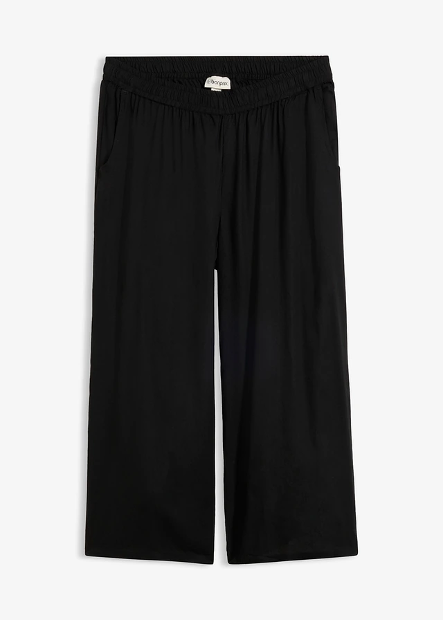 Pantaloni 3/4 cu talie comodă, din viscoză