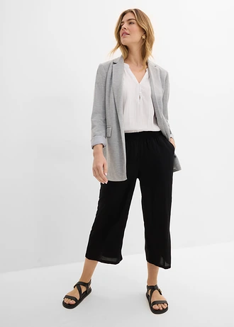 3/4 viscose broek met comfortband, Kleur: zwart