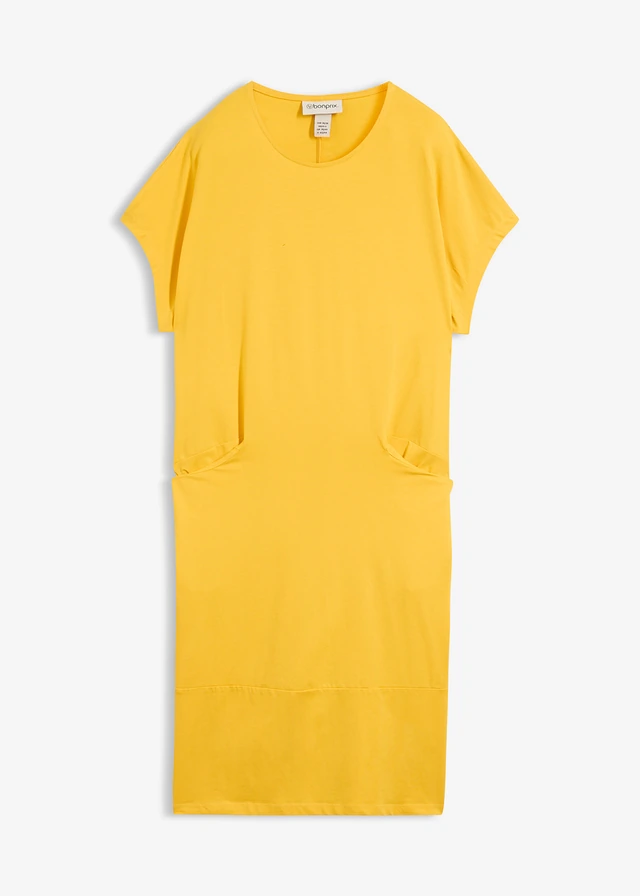 Jersey jurk met zakken • saffraangeel • bonprix online shop