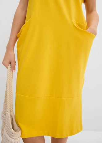 Jersey jurk met zakken • saffraangeel • bonprix online shop