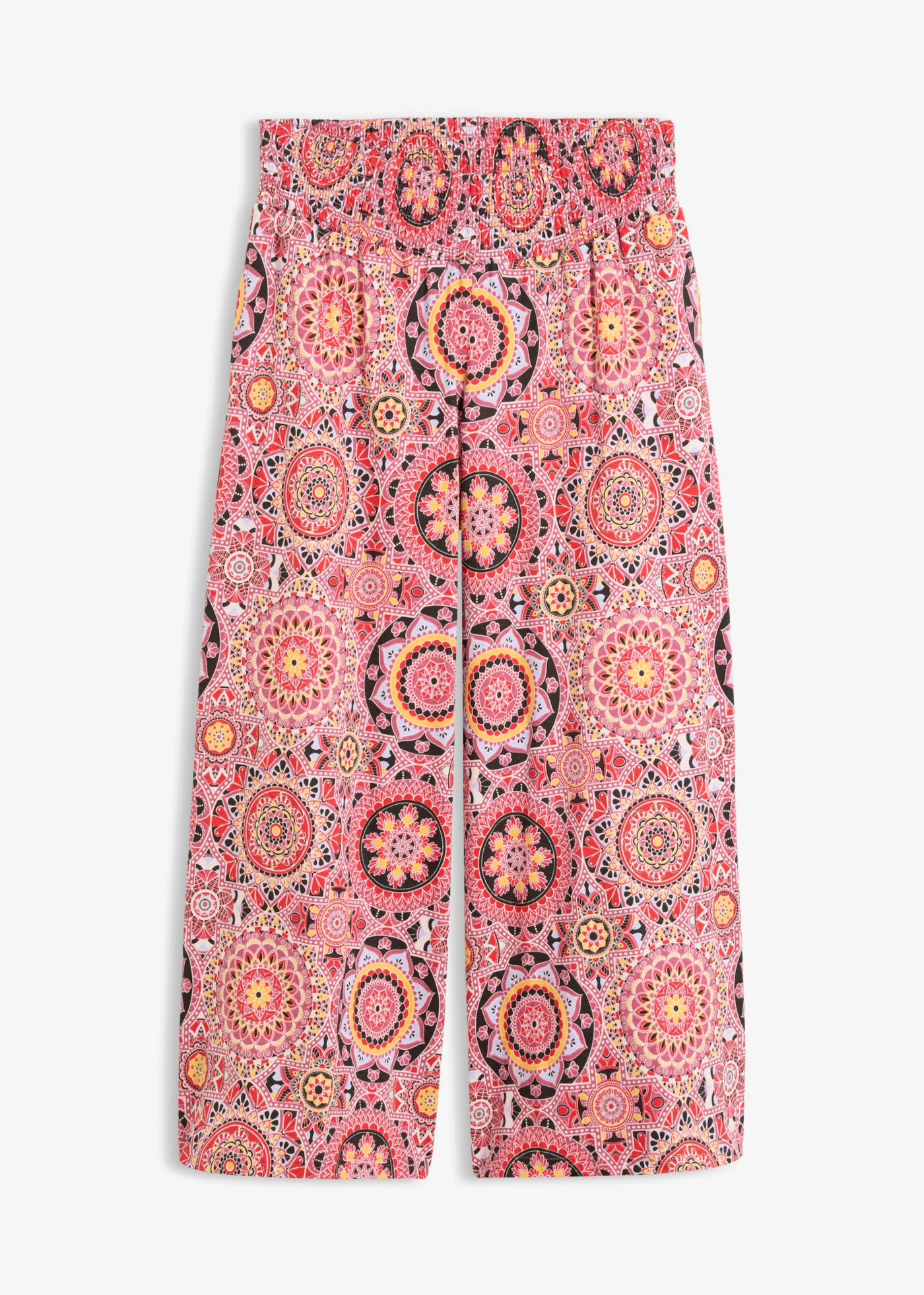 Wijde jersey culotte met brede, gesmokte band, 7/8 lengte • avondrood paisley • bonprix online shop