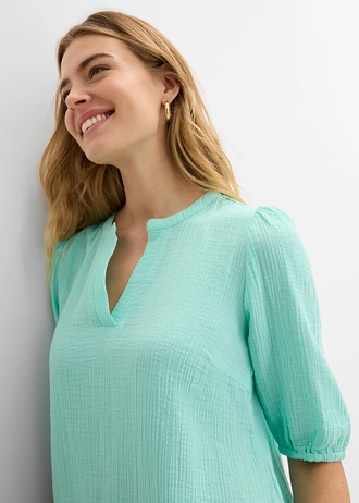 Jurk van mousseline • mentholblauw • bonprix online shop