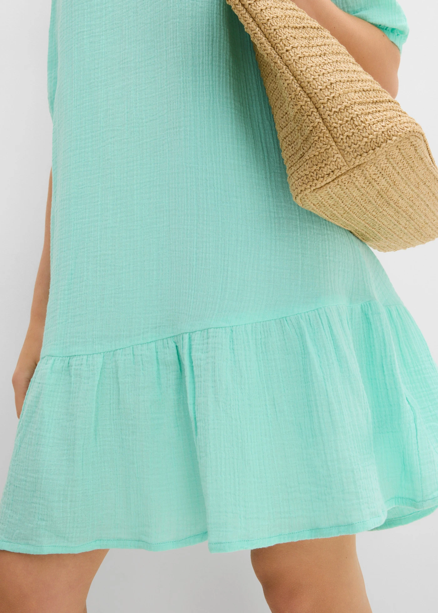 Jurk van mousseline • mentholblauw • bonprix online shop