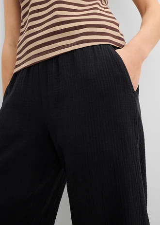 Pantalon large en gaze de coton • noir • Boutique bonprix