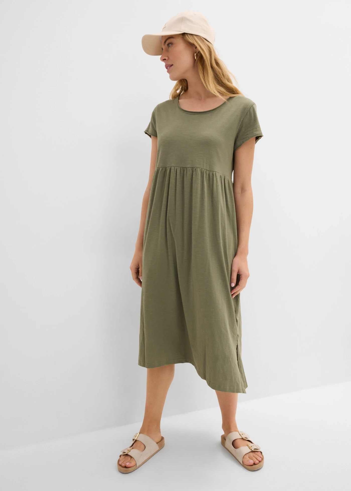 Robe midi 100% coton • olive • Boutique bonprix