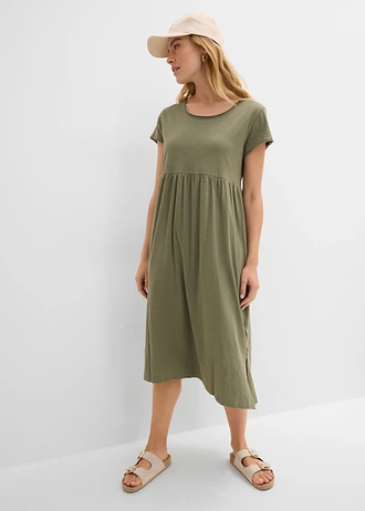 Robe midi 100% coton, Couleur: olive